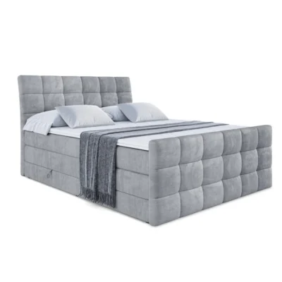ALTDECOR Boxspringbett BRUGO - Z KING in Grau, Liegefläche 120x200 cm – Bonellfederkern