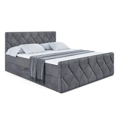 ALTDECOR Boxspringbett CATOR - Z in Dunkelgrau, Liegefläche 120x200 cm – Bonellfederkern