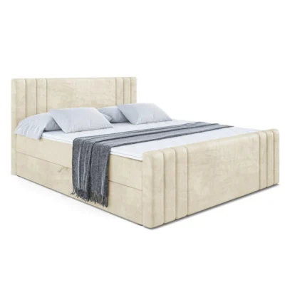 ALTDECOR Boxspringbett CELESTIA - Z in Beige, Liegefläche 120x200 cm – Bonellfederkern