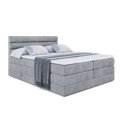 ALTDECOR Boxspringbett CELESTIA KING in Grau, Liegefläche 120x200 cm – Bonellfederkern