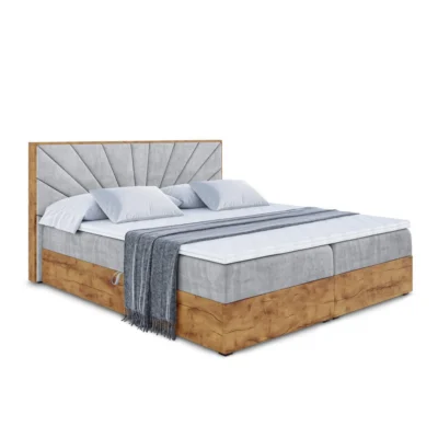 ALTDECOR Boxspringbett ERNINA - Z in Hellgrau, Liegefläche 120x200 cm – Bonellfederkern