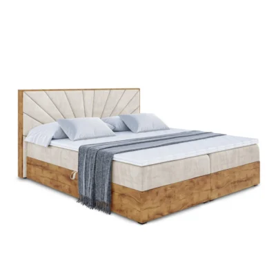ALTDECOR Boxspringbett LOLLI6 in Champagner, Liegefläche 120x200 cm – Bonellfederkern