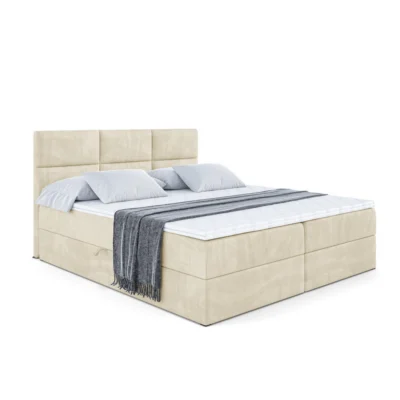 ALTDECOR Boxspringbett OHIO in Beige, Liegefläche 120x200 cm – Bonellfederkern