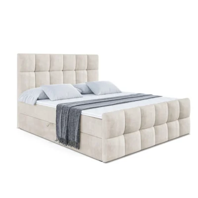 ALTDECOR Boxspringbett RICAR - Z in Beige, Liegefläche 120x200 cm – Bonellfederkern