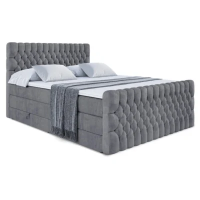 ALTDECOR Boxspringbett SERENE - Z KING in Dunkelgrau, Liegefläche 120x200 cm – Bonellfederkern