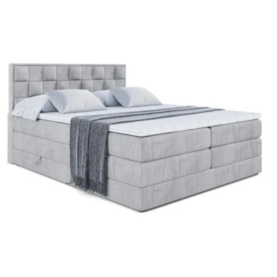 ALTDECOR Boxspringbett ZAFIRA - BZ KING in Hellgrau, Liegefläche 120x200 cm – Bonellfederkern