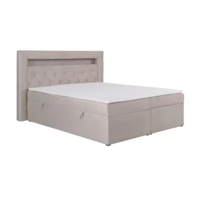 AN - Moebel 4u Boxspringbett LUI GOLD in Beige, Liegefläche 120x200 cm – mit Bettkasten, Bonellfederkern