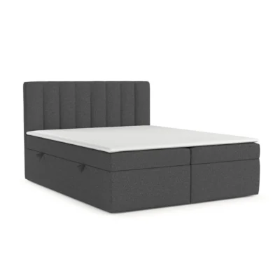 AltaBeds Boxspringbett AMARO in Anthrazit, Liegefläche 140x200 cm – mit Bettkasten, Bonellfederkern