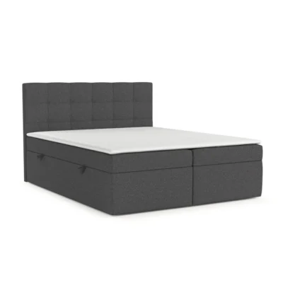 AltaBeds Boxspringbett LEAN in Anthrazit, Liegefläche 140x200 cm – mit Bettkasten, Bonellfederkern