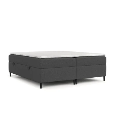 AltaBeds Boxspringbett THEO in Anthrazit, Liegefläche 120x200 cm – mit Bettkasten, Taschenfederkern