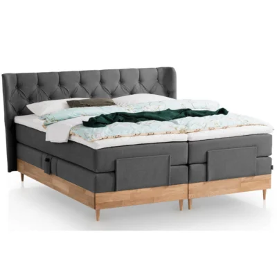 Belanoti Boxspringbett EON in Anthrazit, Liegefläche 160x200 cm – Taschenfederkern