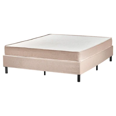 Beliani Boxspringbett BELIANI in Beige, Braun, Liegefläche 160x200 cm – Taschenfederkern