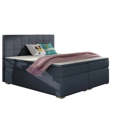 Best For Home Boxspringbett ALICE in Blaugrau, Liegefläche 140x200 cm – mit Bettkasten