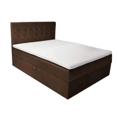 Best For Home Boxspringbett DELUXE in Braun, Liegefläche 140x200 cm – mit Bettkasten, Taschenfederkern
