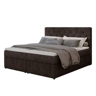 Best For Home Boxspringbett LOREE in Dunkelbraun, Liegefläche 140x200 cm – mit Bettkasten