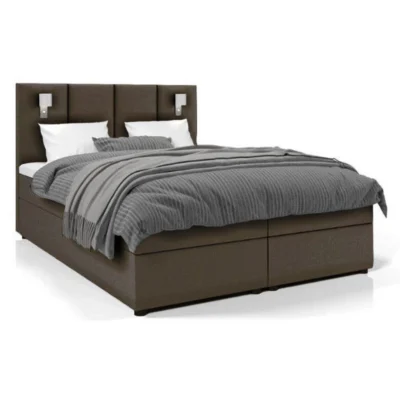 Best For Home Boxspringbett PARMA in Braun, Liegefläche 90x200 cm – mit Bettkasten, Bonellfederkern