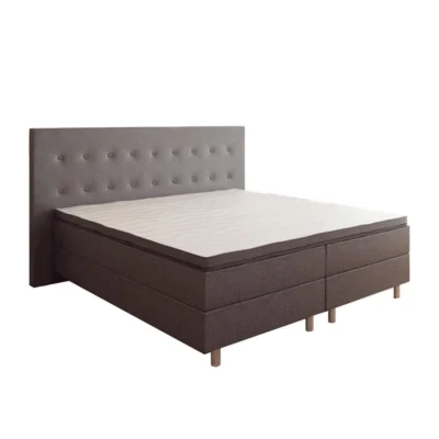 Best For Home Boxspringbett RIO in Braun, Liegefläche 140x200 cm – Bonellfederkern, Topperhöhe 7 cm
