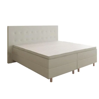 Best For Home Boxspringbett RIO BARCELONA in Beige, Liegefläche 140x200 cm – Bonellfederkern, Topperhöhe 7 cm
