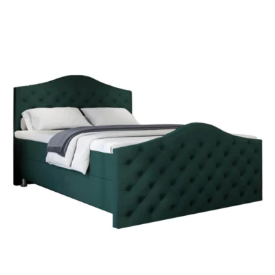 Best For Home Boxspringbett ROMA in Dunkelgrün, Liegefläche 120x200 cm – mit Bettkasten, Bonellfederkern