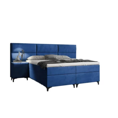 Best For Home Boxspringbett SAPRI in Blau, Liegefläche 120x200 cm – mit Bettkasten, Bonellfederkern