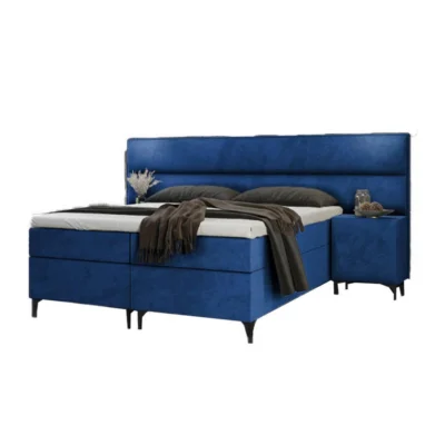 Best For Home Boxspringbett TITO in Blau, Liegefläche 120x200 cm – mit Bettkasten, Bonellfederkern