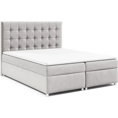 Best For Home Boxspringbett TRINITY K - 13 in Silber, Liegefläche 140x200 cm – mit Bettkasten