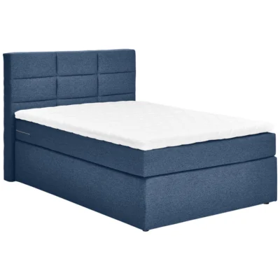 Carryhome Boxspringbett BOXHÖHE in Dunkelblau, Liegefläche 100x200 cm – mit Bettkasten, Taschenfederkern