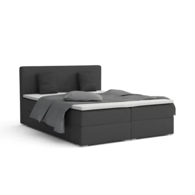 Deine Möbel 24 Boxspringbett BELLO in Anthrazit, Liegefläche 140x200 cm – mit Bettkasten, Taschenfederkern