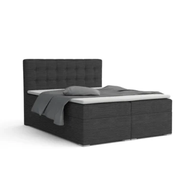 Deine Möbel 24 Boxspringbett CARLY in Anthrazit, Liegefläche 122x200 cm – mit Bettkasten, Taschenfederkern