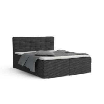 Deine Möbel 24 Boxspringbett CYNTHIA in Anthrazit, Liegefläche 140x200 cm – Taschenfederkern