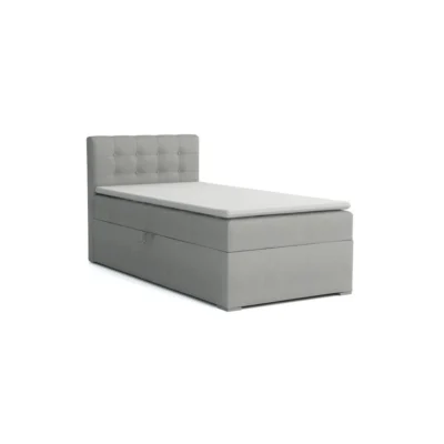 Deine Möbel 24 Boxspringbett JUNG 3 in Hellgrau, Liegefläche 90x200 cm – mit Bettkasten, Taschenfederkern