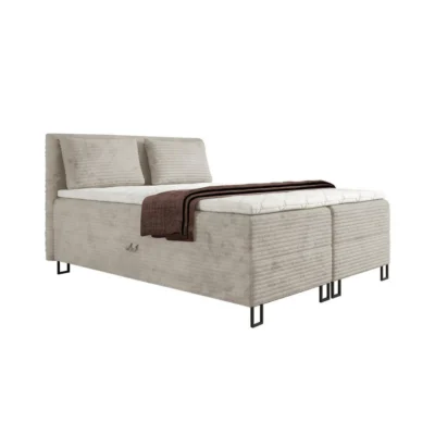 Deine Möbel 24 Boxspringbett TEXAS in Beige, Liegefläche 140x200 cm – mit Bettkasten, Taschenfederkern