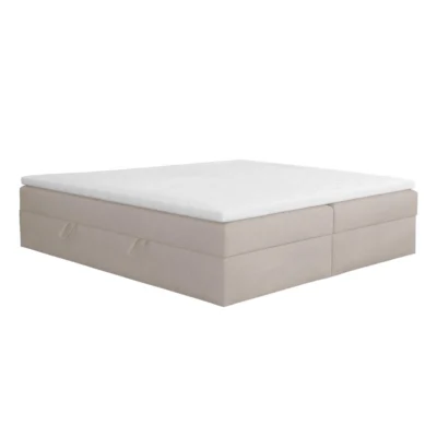 Fedve Boxspringbett HUUSH in Beige, Liegefläche 140x200 cm – mit Bettkasten, Bonellfederkern