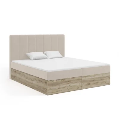 Fedve Boxspringbett JESSEN in Hellbraun, Liegefläche 140x200 cm – Bonellfederkern