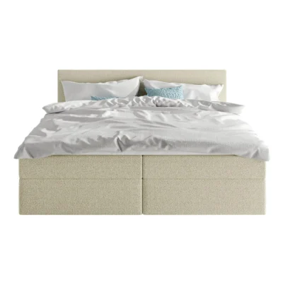 Fedve Boxspringbett ROTELLO in Beige, Liegefläche 140x200 cm – mit Bettkasten, Bonellfederkern