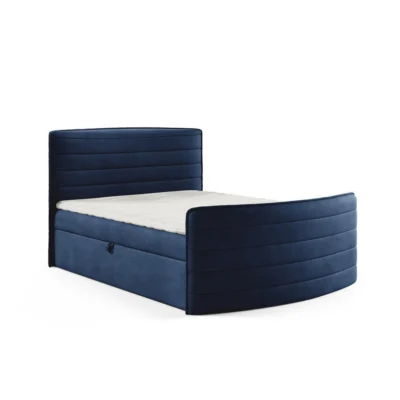 Fun Möbel Boxspringbett AMBRA in Blau, Liegefläche 120x200 cm – mit Bettkasten, Bonellfederkern