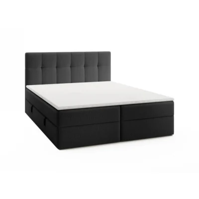 Fun Möbel Boxspringbett ARTURO in Schwarz, Liegefläche 120x200 cm – mit Bettkasten, Bonellfederkern