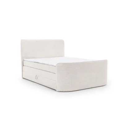 Fun Möbel Boxspringbett BODY in Creme, Liegefläche 120x200 cm – mit Bettkasten, Taschenfederkern