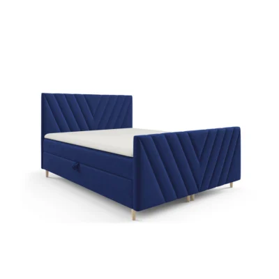Fun Möbel Boxspringbett CARLITO in Blau, Liegefläche 120x200 cm – mit Bettkasten, Taschenfederkern