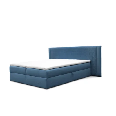 Fun Möbel Boxspringbett CEDRIC in Blau, Liegefläche 120x200 cm – mit Bettkasten, Bonellfederkern