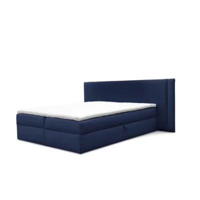 Fun Möbel Boxspringbett CEDRIC in Blau, Liegefläche 120x200 cm – mit Bettkasten, Bonellfederkern