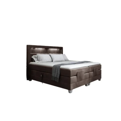 Fun Möbel Boxspringbett DAVIDE in Braun, Liegefläche 120x200 cm – mit Bettkasten, Taschenfederkern
