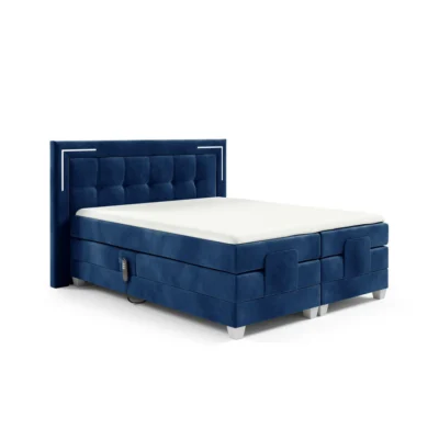 Fun Möbel Boxspringbett DORES in Blau, Liegefläche 120x200 cm – mit Bettkasten, Taschenfederkern