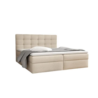 Fun Möbel Boxspringbett DORIANO in Beige, Liegefläche 120x200 cm – mit Bettkasten, Bonellfederkern