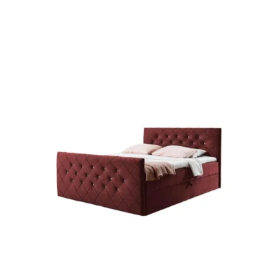 Fun Möbel Boxspringbett EIVOR in Bordeaux, Liegefläche 120x200 cm – mit Bettkasten, Bonellfederkern