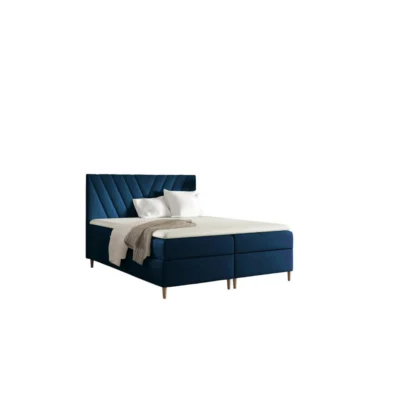 Fun Möbel Boxspringbett ESPEN in Blau, Liegefläche 120x200 cm – mit Bettkasten, Taschenfederkern
