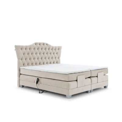 Fun Möbel Boxspringbett FAUSTO in Beige, Liegefläche 120x200 cm – mit Bettkasten, Taschenfederkern