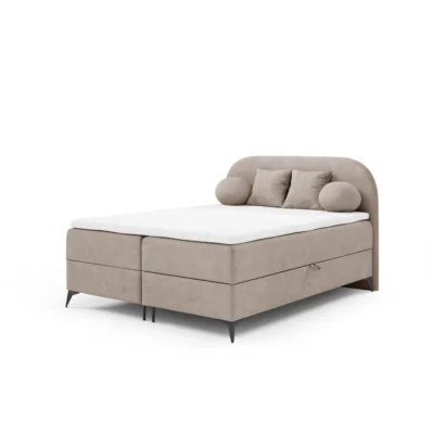 Fun Möbel Boxspringbett GORGIA in Beige, Liegefläche 140x200 cm – mit Bettkasten, Bonellfederkern