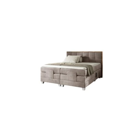 Fun Möbel Boxspringbett HENRY in Beige, Liegefläche 120x200 cm – mit Bettkasten, Taschenfederkern