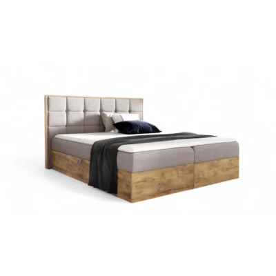 Fun Möbel Boxspringbett KALYPSO in Beige, Liegefläche 120x200 cm – mit Bettkasten, Bonellfederkern